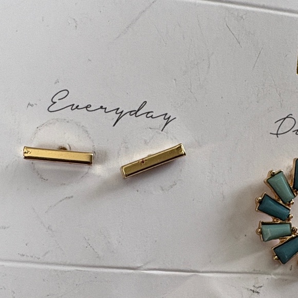 Kevia Women's Gold and Turquoise Earring Set - Picture 3 of 6